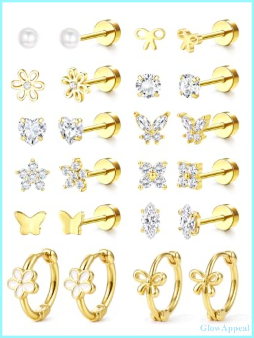 Surgical Steel Flat Back Stud Earrings for Women Girls